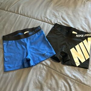 Nike Pro Athletic Shorts - Blue and Black